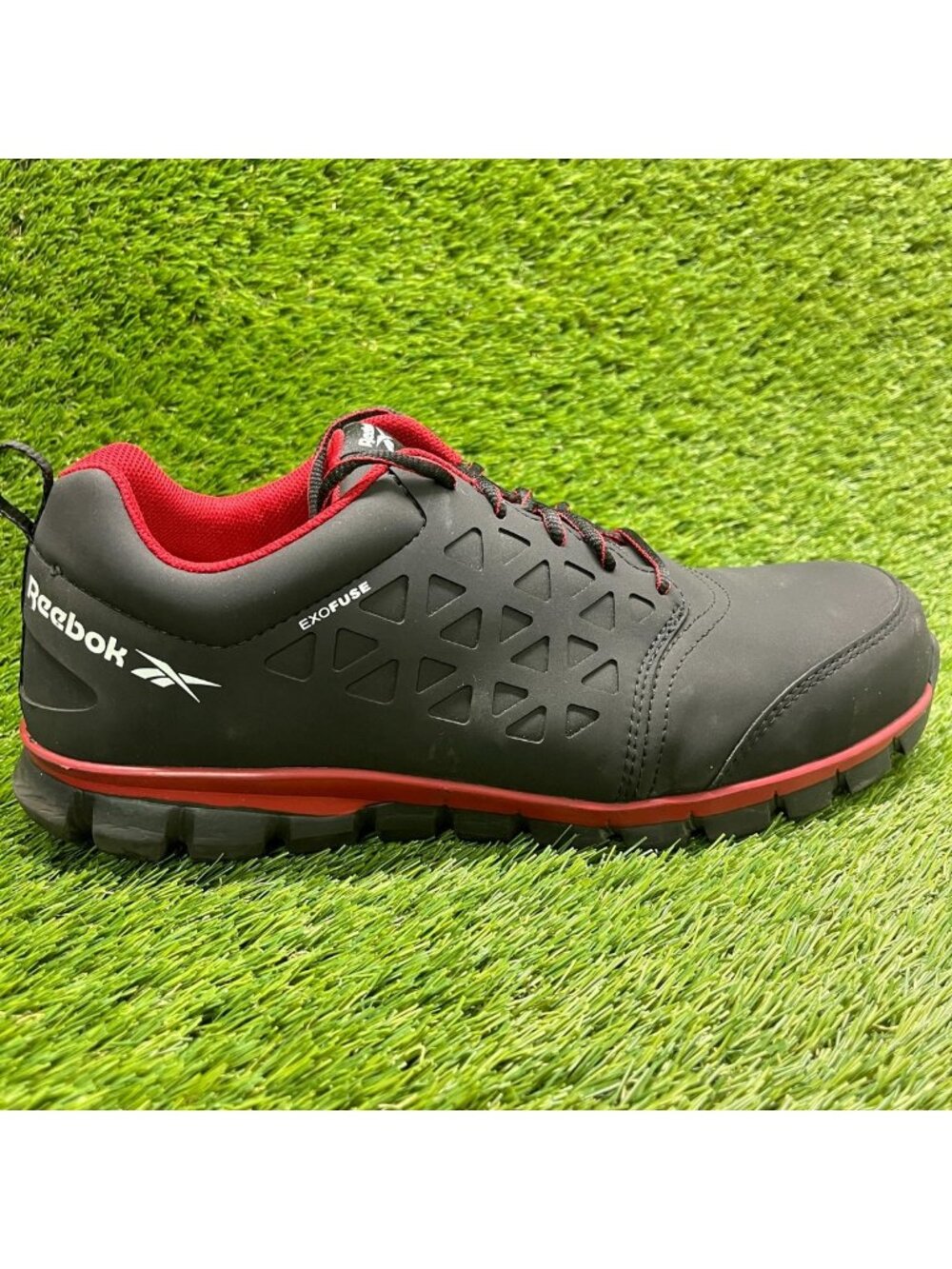 Reebok Sublite Cushion Mens Size 13E Black Red Composite Toe Safety Work Shoes